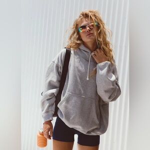 NWT free people movement Final Call Hoodie white heather gray